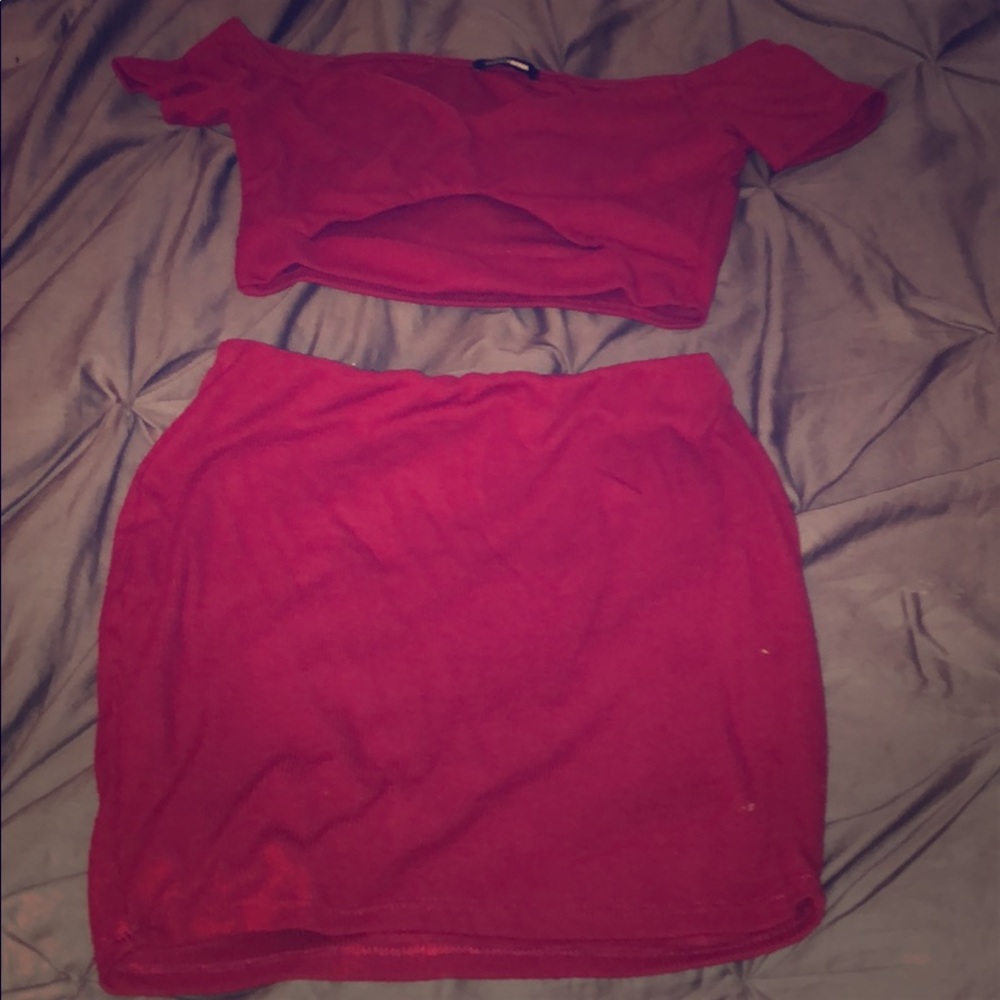 Maroon matching set fashion nova